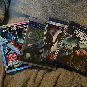 Lot of 4 - Blu-ray 3D movies Spider Man Green Hornet Dredd Journey Center Earth